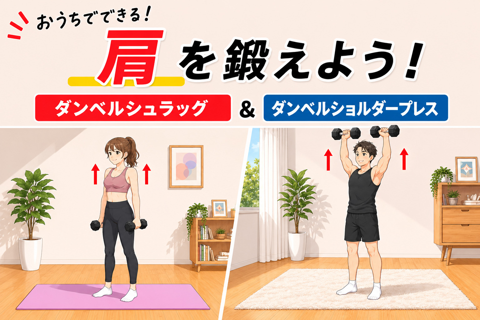 自宅でもできる！ダンベルシュラッグとダンベルショルダープレス
