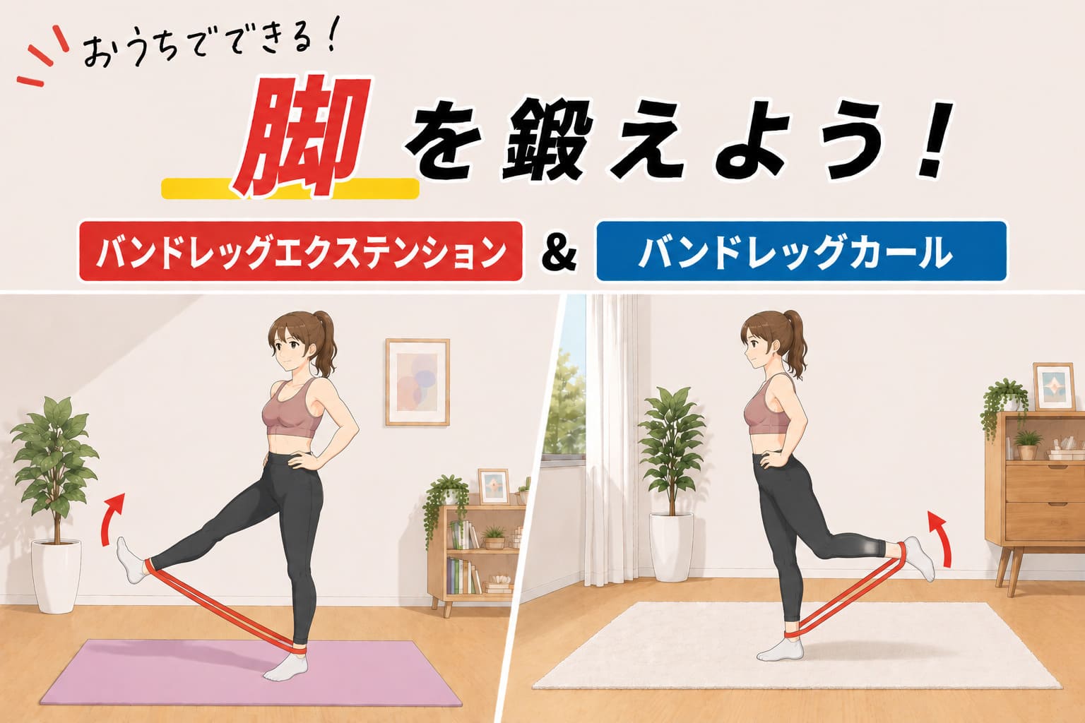 自宅でもできる！バンドレッグエクステンションとバンドレッグカール